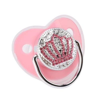 Bling Baby Pacifier Rhinestone Crown Ultra Soft Silicone Safe Infant Dummy Pacifier Size M (Pink)