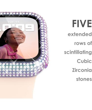Surace Apple Watch Case 44mm with 300 Diamonds and Screen Protector - Rainbow Iridescent Bling Cover for Apple Watch Series 6/5/4/3/2/1 - Tempered Glass Protective Cover - Buy Online on SooperMarket.com