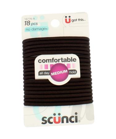 Scunci 1677603L048 Brown No Damage Hair Elastics 18 Count