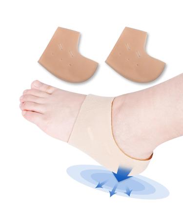 Heel Protectors Heel Cups DYKOOK 1 Pair of Soft Silicone Gel Heel Cushion Sock Heel Sleeves Built-in Sanding Cloth for Plantar Fasciitis Inserts Heel Crack Heel Pain Heel Dry Calluse Multicolor