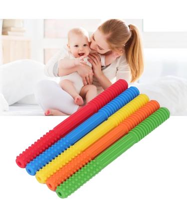 Baby Teething Tube Toys - 5 Pack Silicone Chewing Straws for Toddlers & Infants - Bite Resistant 5 Colors - Buy Online on SooperMarket.com