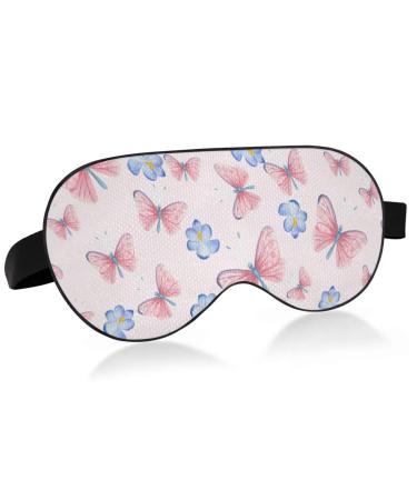 Haskirky Light Blocking Eye Mask Breathable and Adjustable Adult Men and Women Travel on Business Trips Yoga Meditation Light Smooth Comfortable Eye Mask Office Deep Sleep Goodies Pink Butterflys