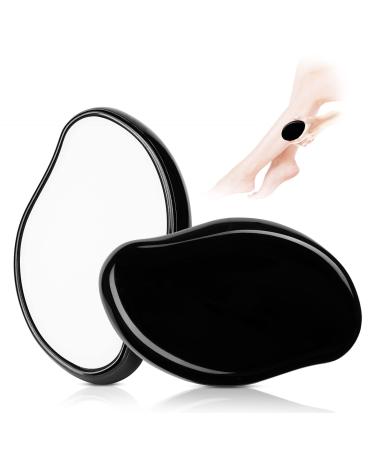 Crystal Hair Eraser for Women and Men, Reusable Crystal Hair Remover Magic Painless Exfoliation Hair Removal Tool, Magic Hair Eraser for Back Arms Legs (Black)