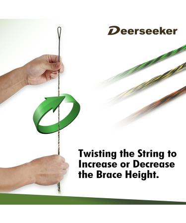 Deerseeker Dacron Bow String Set | 2 Nocking Points | 12-14-16 Strands | Recurve & Longbow | Hunting Replacement Bowstrings | 48-70 inches | AMO 48 | Brown - Buy Online on SooperMarket.com