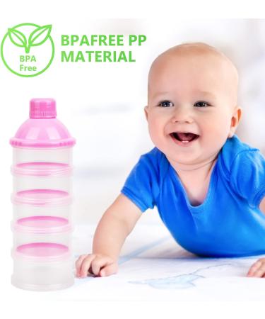 Vicloon Infant Milk Powder Dispenser - Portable 5-Layer Container for Kids - Stackable Snack Storage in Pink - Buy Online on SooperMarket.com