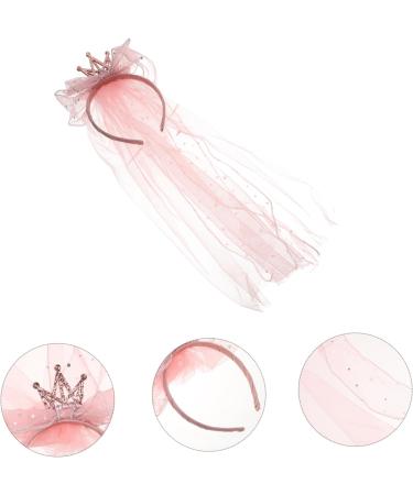 minkissy Headband Hair Wreath Princess Mesh Princess Crown Bow Veil Hair Bobbles Birthday For Girls Veil Princess Hairpiece Fabric Pink Sequins Crown 47x12cm Pink - Buy Online on SooperMarket.com