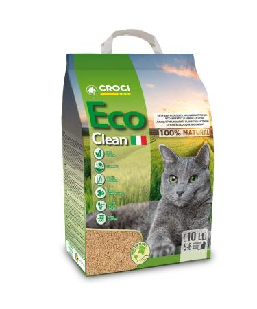 Croci Eco Clean Litter 10 L - Clumping Cat Litter Biodegradable flushes down the toilet 100% vegetable Long lasting Anti-odor Sand