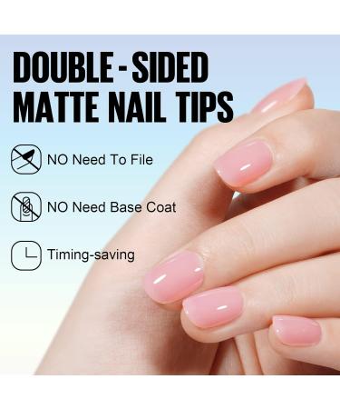 TOMICCA Extra Short Oval Nail Tips 180PCS Pink Soft Gel Nails - 3 in 1 Base Coat Coverage - Matte Full Coverage Nail Tips for Nail Art Extensions - Buy Online on SooperMarket.com