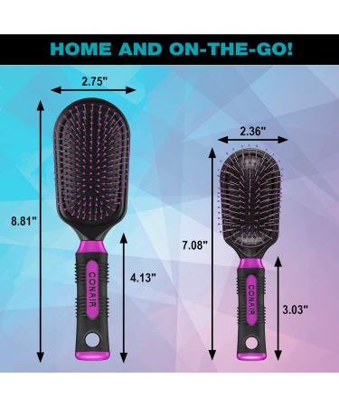 Conair Salon Results Hairbrush Set - Wire Bristles, Cushion Base - Travel & Full-Size Brushes - 2 Count - Buy Online on SooperMarket.com