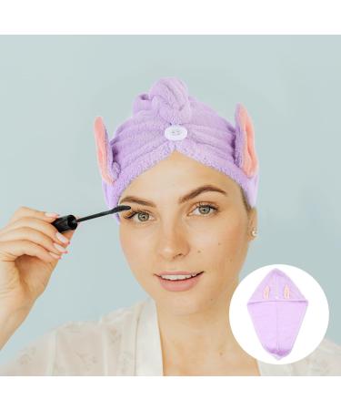 MAGICLULU Hair Protection 4pcs Bunny Ears Dry Hair Hat Hair Ring Quick Dry Coral Fleece Hair Health Violet - Buy Online on SooperMarket.com