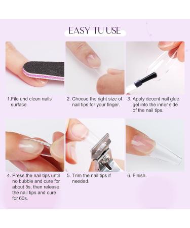 Saviland 15ML Nail Glue Gel Set - Clear & Nude Pink 4-in-1 for Press on Nails, Acrylic, UV Gels - Manicure Starter Set - Buy Online on SooperMarket.com