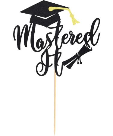 Arthsdite 1Pc Mastered It Cake Topper College Grad Class of 2024 Congratulations MBA Graduation Party Decorations Supplies - Black Glitter Black Mastered It Cake Topper - Buy Online on SooperMarket.com