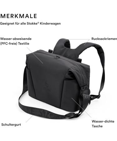 Stokke Xplory X Wrap Pocket - Versatile Shoulder Bag & Backpack - UPF 50+ Water-Repellent Easy to Clean - Rich Black - Buy Online on SooperMarket.com