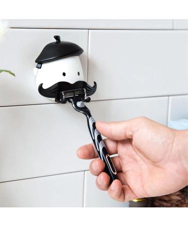 Chenri 2-Piece Beard-Shaped Razor Holder | Funny Suction Cup Design | Creative No-Drill Waterproof Hook for Bathroom & Kitchen - Buy Online on SooperMarket.com