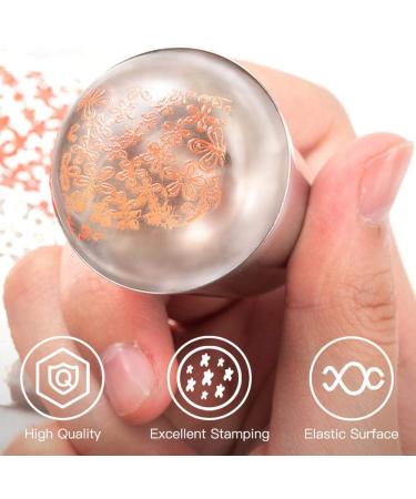 Nail Stamper DIY Nail Art Stamping Tool Nail Stamper Scraper Soft Silicone Clear Stamper Handle Shining Silicone Stamper for Stamped Nail Art(1#) - Buy Online on SooperMarket.com