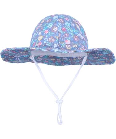 LANGZHEN Beach Sun Protection Hat for Baby Girls | Adjustable Toddler Kids Hat with Chin Strap | Wide Brim Summer Play Hat | Multi-Colored Roses | 1-2 Years - Buy Online on SooperMarket.com