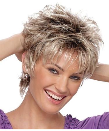Chic women short wig - a (100% human hair) women real hair wig cosplay party wig charming and fashionable wave -shaped queen (c)