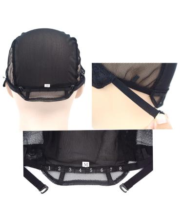 Buy 2-Pack 4x4 Inch U-Part Swiss Tip Wig Caps - Adjustable Straps for Wig Production | Medium Black (54cm) - Buy Online on SooperMarket.com
