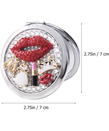 Beaupretty Round Compact Mirror with Rhinestone Red Lips and High Heels Design - Portable Mini Makeup Mirror for Women and Girls - Buy Online on SooperMarket.com