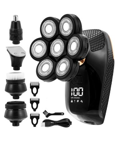 Head Shavers for Bald Men 5-in-1 Men's Electric Shaver 7 Blades Floating Head IPX6 Waterproof LCD Screen Rechargeable Bald Nose Hair Trimmer for Men Kit 5 in 1