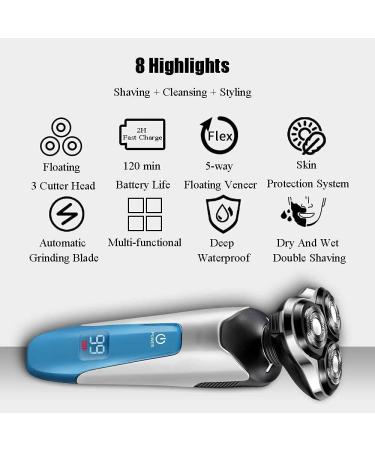 GeRRiT Electric Razor for Men - Waterproof Rotary Shaver Cordless USB Rechargeable Beard Trimmer Ideal Gift for Husband & Dad - Buy Online on SooperMarket.com