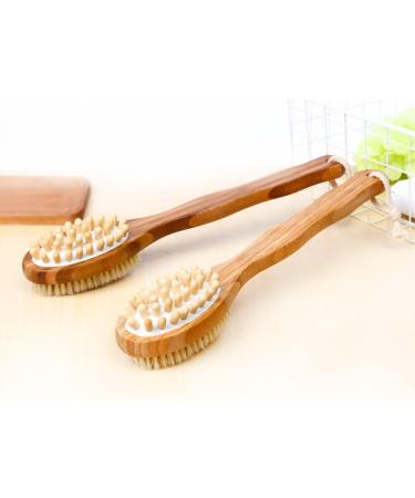 MCUILEE Wooden Bath Brush | Long Handle Body Massager Shower Brush with Bristles for Exfoliating & Back Scrubbing - International Shipping Available - Buy Online on SooperMarket.com