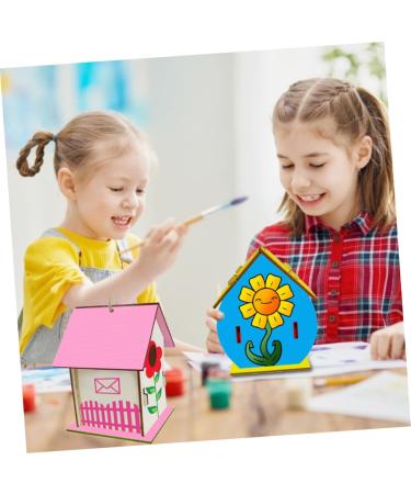 Unomor 2-Station DIY Wooden Bird Nest & House for Little Birds - Unfinished Birdhouses for Crafting - Buy Online on SooperMarket.com