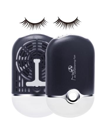 Geisofu Eyelash Fan Lash Dryer for Eyelash Extensions USB Rechargeable Lash Fan Handheld Mini Fan Portable Air Conditioning Refrigeration Fan Built in Sponge Lash Fan Dryer Application Supplies Black