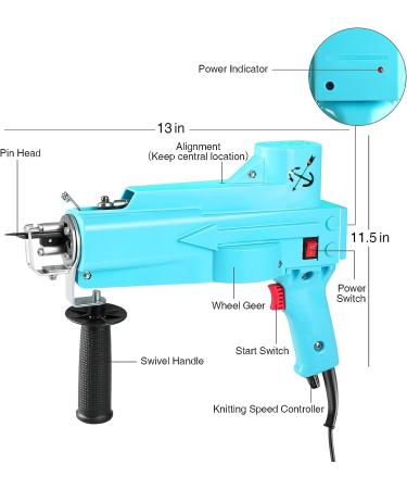 DOVOV Cut Pile Tufting Gun  Handheld Knitting Rug Gun Machine  7-19mm Electric Carpet Weaving Flocking Machine for Starters  Light Blue - Buy Online on SooperMarket.com