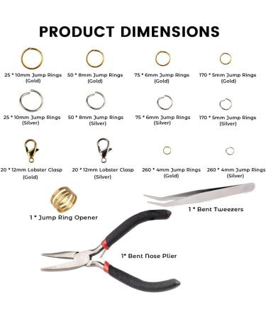 Anzlah 1200 pcs Gold & Silver Jump Rings & Lobster Clasps Fixing Kit with Pliers & Tweezers - O Rings for Jewelry Making - Buy Online on SooperMarket.com