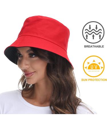 Women's Reversible Black-Red Bucket Hat for Summer | Outdoor Beach Cap - Buy Online on SooperMarket.com