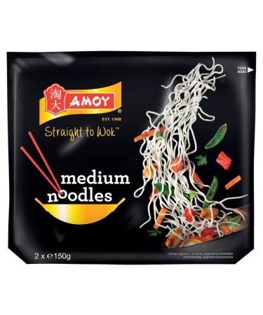 Amoy Straight to Wok Medium Noodles 2 x 150g