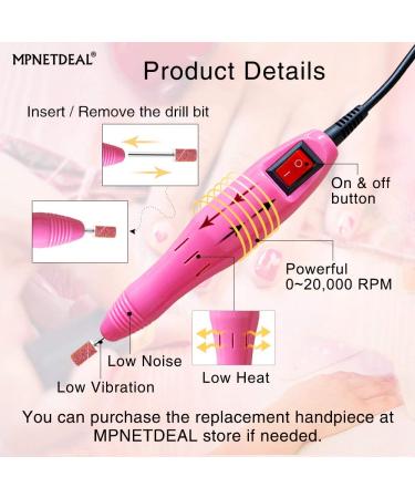 Electric Nail Drill Set Kit for Acrylic Nails Gel Art - Pink MPNETDEAL Efile Machine - Salon Quality at Home - Buy Online on SooperMarket.com