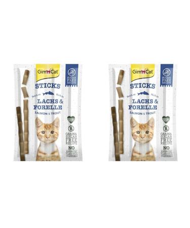 Gimcat Sticks Salmon & Trout - Soft Caus sticks with high meat content and without sugar additive - 1 pack (1 x 4 sticks) (pack of 2) 4 pieces (1pack) (pack with 2) salmon & trout