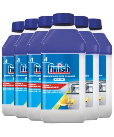 6 x Finish Dishwasher Deep Cleaner Active Lemon Scent Bottle 250ml Bulk Buy