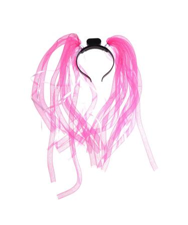 FOMIYES LED Braid 1pc Glow in Dark Headwear Led Flash Braid Hair Hoop Funny Headwear for Halloween Easter Party Hair Band Mardi Gras Noodle Braid Hair Accessories Bride Headband To Weave One Size Pink