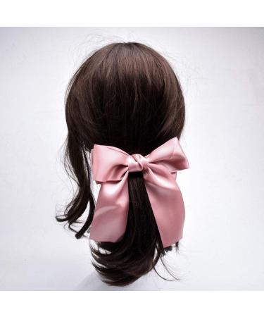 8-Piece Set Big Satin Ribbon French Barrettes for Women - Large, Soft, Silky Hair Bow Clips - Buy Online on SooperMarket.com