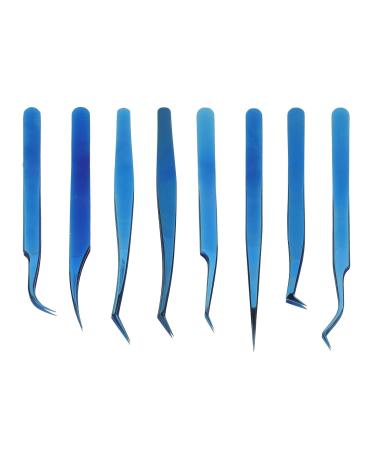 Premium 8-Part Steel Eyelash Extension Tweezers Set - Precision Fine Pointed Tools for Professionals - Buy Online on SooperMarket.com