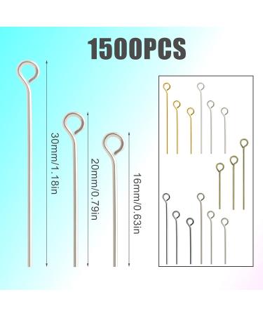 Savita 1500pcs Eye Pins Metal Findings Beading Eyepins - 16/20/30mm (5 Colors) - Jewelry Making Supplies for Earrings & Bracelets - Buy Online on SooperMarket.com