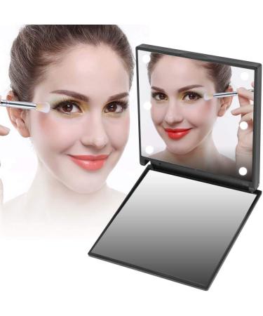 Pocket Mirror Travel Makeup Mirror Dimmable Bright LED Lights Battery Operated Protasble To Carry for Handbag Purses and Travel for Gifts for Girls(black) - Buy Online on SooperMarket.com