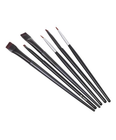 PLAFOPE 6pcs Eyeliner Makeup Brush Travel Makeup Brushes Face Powder Brushes Rayon Wooden Handle Black