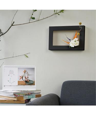 Floral Arranging Vase Set: Black Rectangle Photo Frame Shaped Plastic Ikebana Vases with Flower Frog - Ideal for Ikebana Floral Art Home Decor - Buy Online on SooperMarket.com