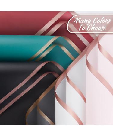 LEMEOSO 20 Sheets Flower Wrapping Paper with Ribbon | Waterproof Floral Bouquet Supplies for Wedding, Birthday & DIY Crafts | 22.8x22.8 Inch (Pink) - Buy Online on SooperMarket.com