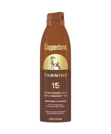Coppertone Tanning Sunscreen Spray SPF 15 - Pack of 3, 5.5 oz each | Broad Spectrum, Water Resistant Formula - Buy Online on SooperMarket.com