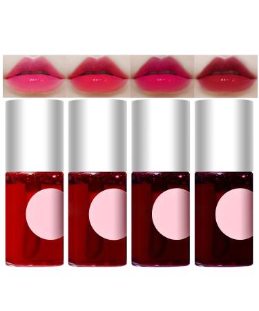 4 Colors Lip Stain Tint Set  Matte Mini Liquid Lipstick  Sheer Multi Stick Hydrating Formula Moisturizing Cheeks and Eyes  All Day Wear  Easy Application  Shimmery  Blends Perfectly onto Skin 7ml/0.25oz (4 PCS)