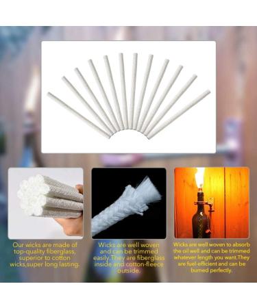 12pcs Fiberglass Tiki Wicks - Long Lifespan Replacement for Bottle Tiki Torches & Oil Lamps | Outdoor Garden Lighting Decor - Buy Online on SooperMarket.com