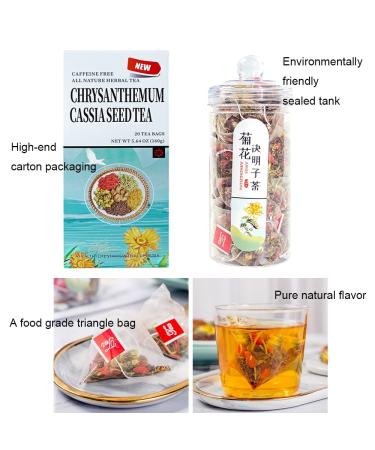 Chrysanthemum Cassia Seeds Tea Bags (160g) - Honeysuckle, Chinese Wolf-berry, Osmanthus, Burdock Root Floral Tea Blend - 20 Bags - Buy Online on SooperMarket.com