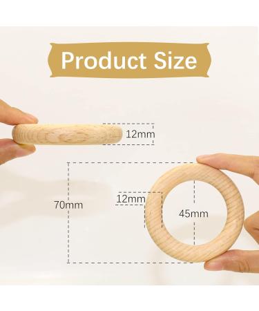 Ruby 8-Piece Natural Wooden Bite Rings | Eco-Friendly Baby Teething Toys & Handicraft Tools ( 70mm) - Buy Online on SooperMarket.com