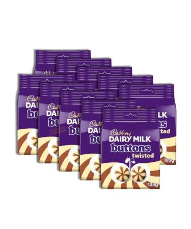 Dairy Milk Twisted Buttons 105G Delicious Tasty And Twisty Treat Gift Hamper For Birthday Christmas 105g - Pack of 3x 5x 10x (10x)