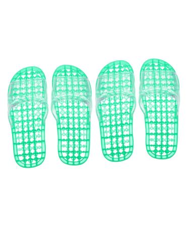 MAGICLULU 2 Pairs Slippers Quick Drying Shower Slippers Green Home Indoor Slippers Non Dorm Shoes Gym Foot Spa Soak Tub Shower Footware Massaging Travel Pvc Household Plastic Barrel 25x9.5cm 8x2pcs Greenx2pcs